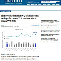 El mercado de fusiones y adquisiciones en Espaa cae un 15% hasta octubre, segn TTR Data
